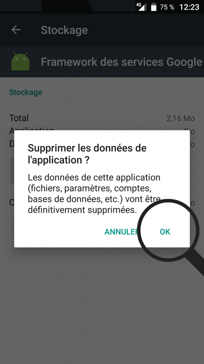 confirmer la suppression des données