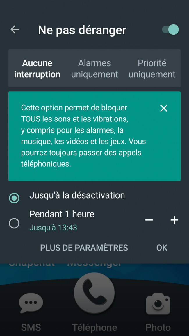 définir l'option du mode