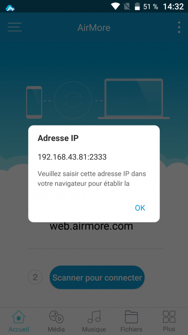 affichage de l'adresse ip