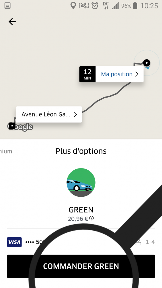 commander un uber green