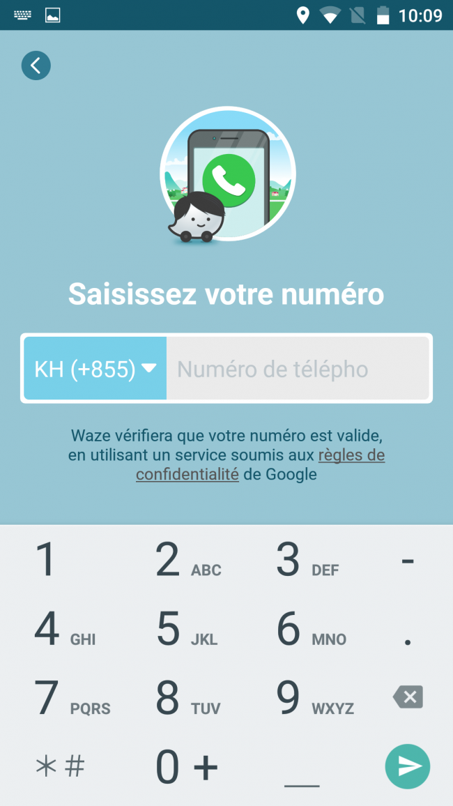 inscrire le numéro de téléphone