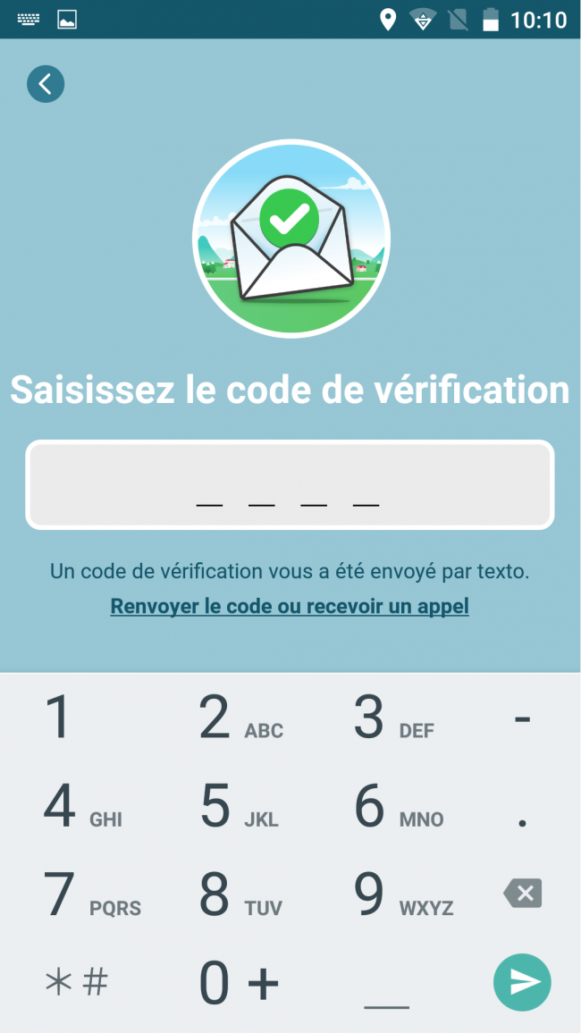 inscrire le code reçu