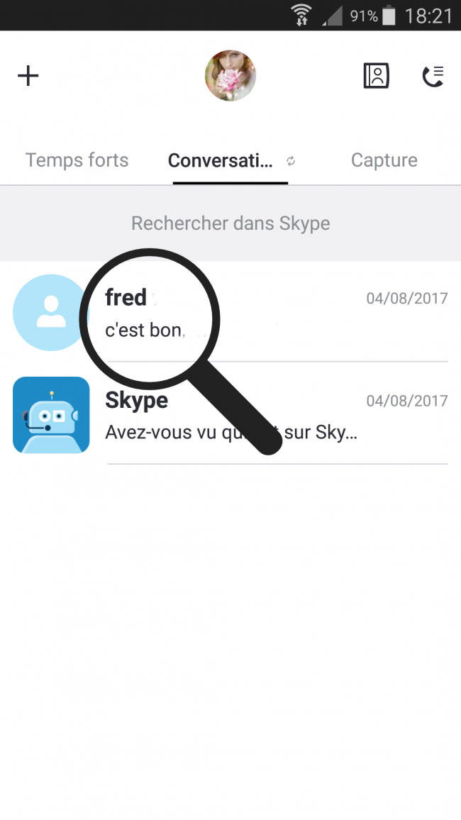 ouvrir une conversation récente