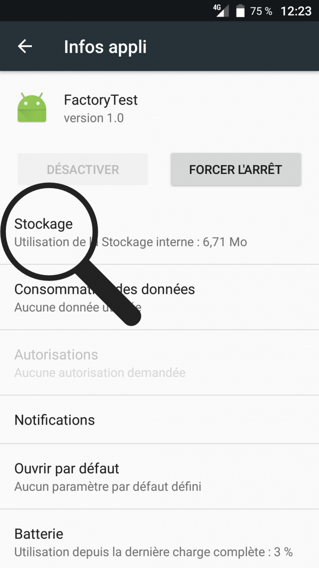 menu des stockage