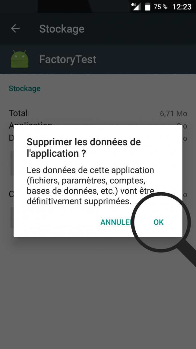 confirmer la suppression des données