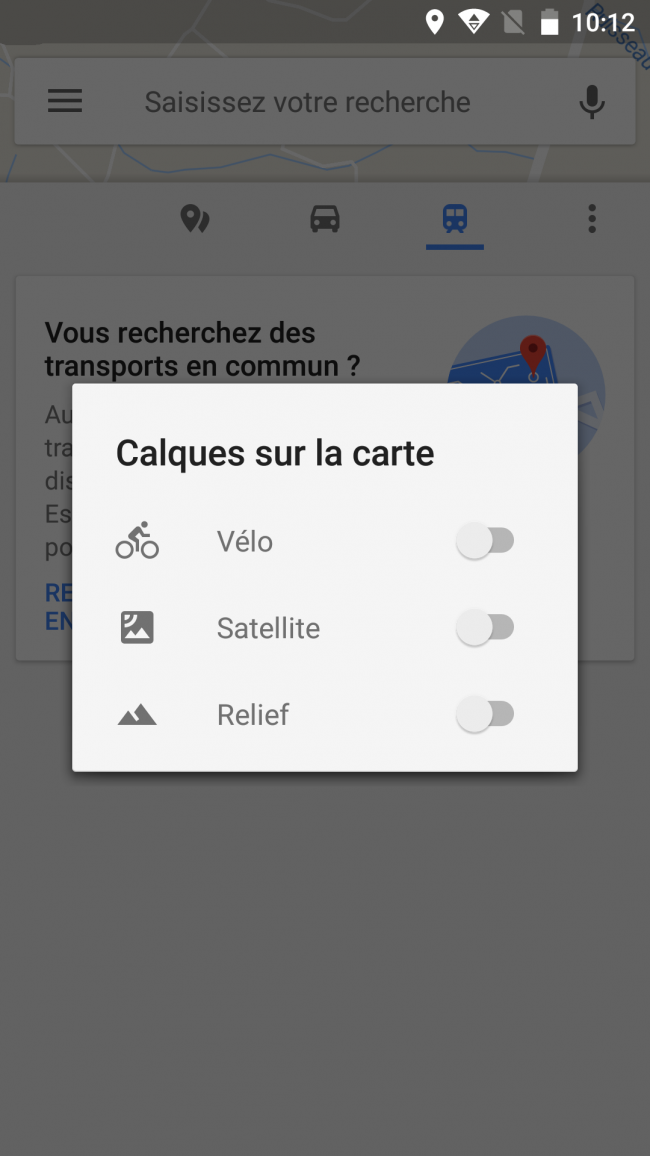 les autres menus de transports