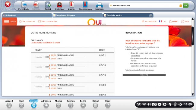 ouverture de la fiche horaire