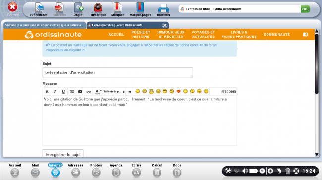 insérer une citation sur le forum ordissinaute
