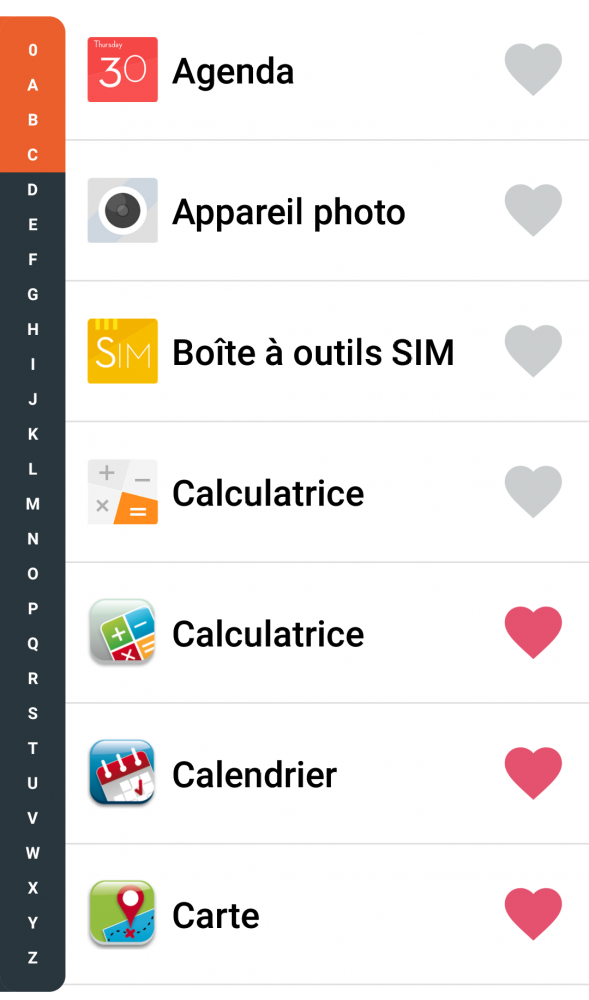 liste des applications sur le smartphone