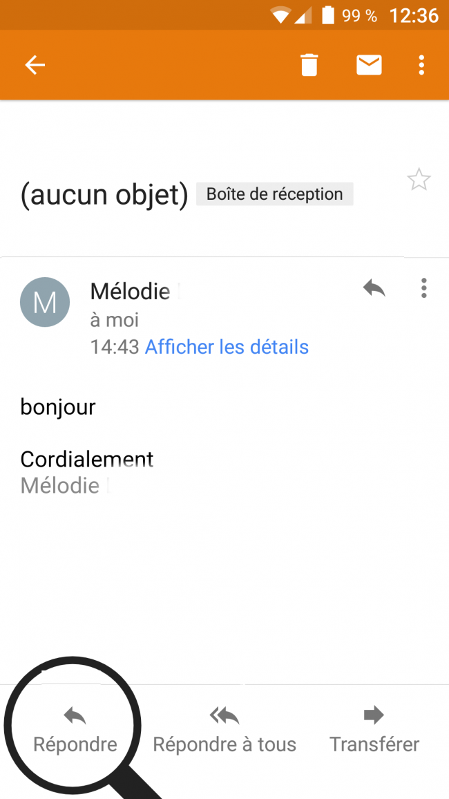 cliquer sur répondre