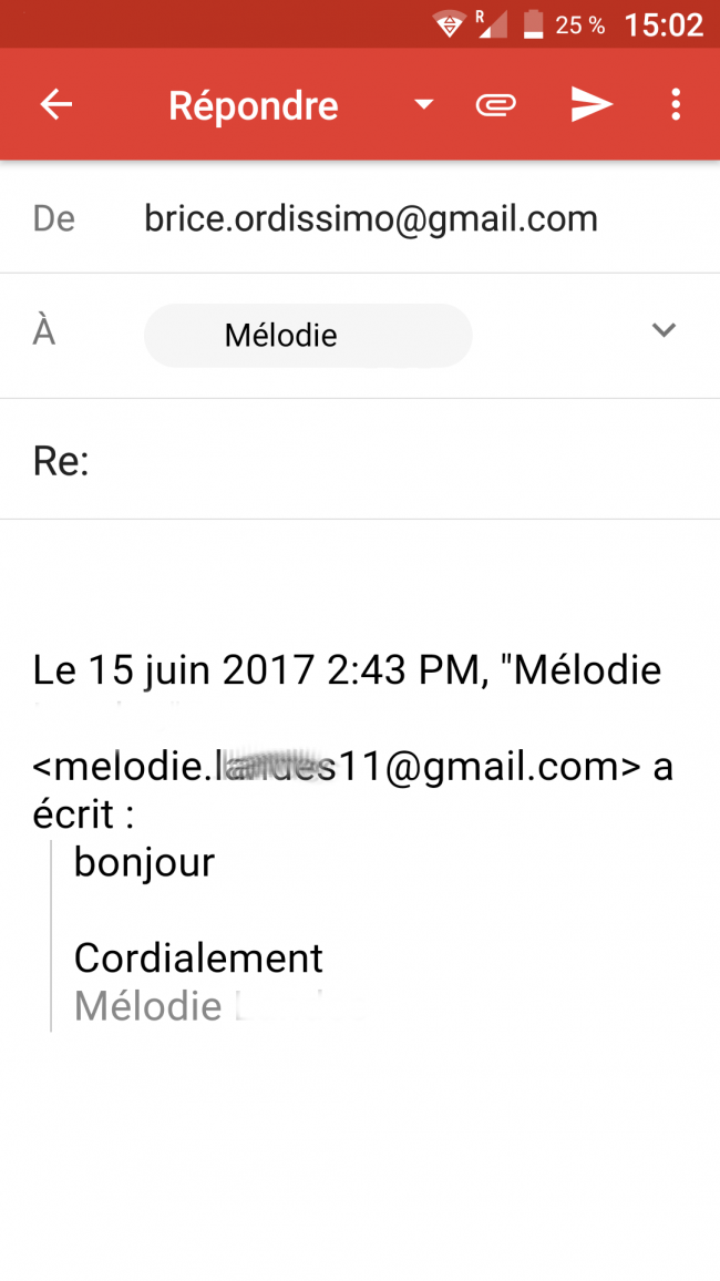 ouverture du mail précédent dans ma réponse