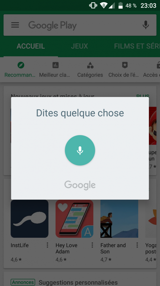 prononcer le nom de l'application