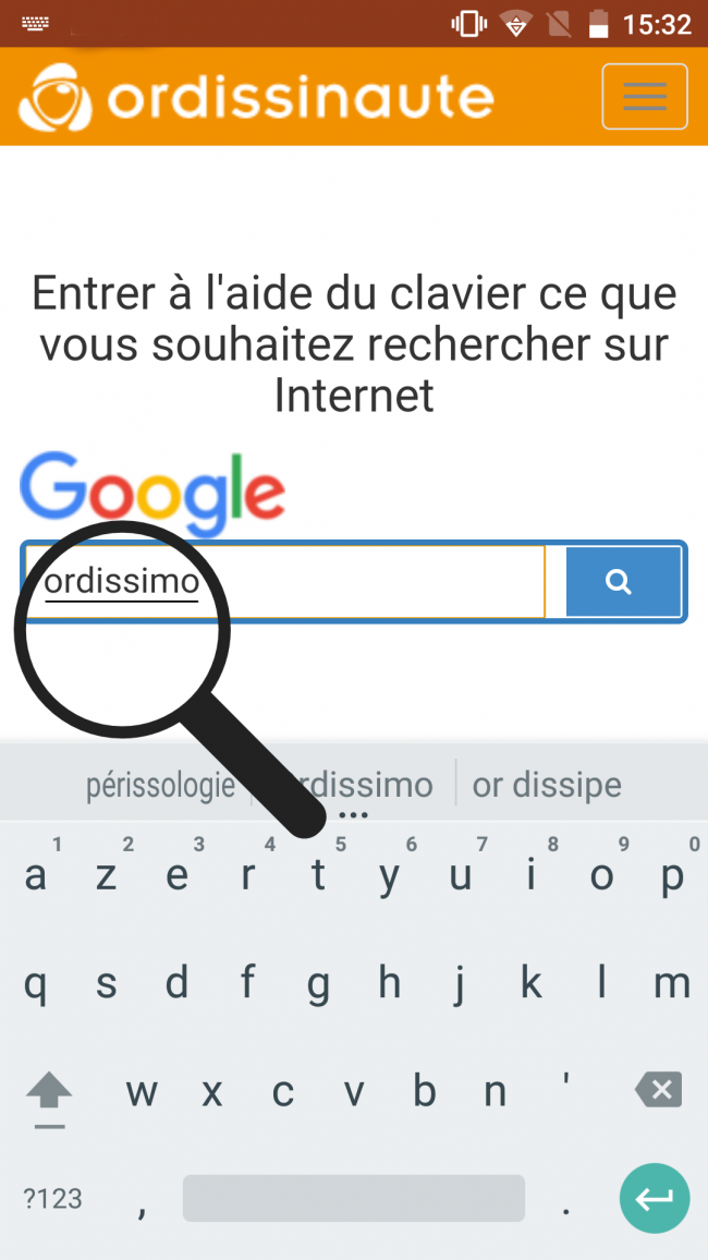 ecrire les mots clefs de la recherche