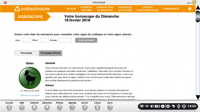 page d'accueil du site