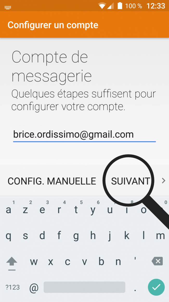 inscrire l'adresse mail