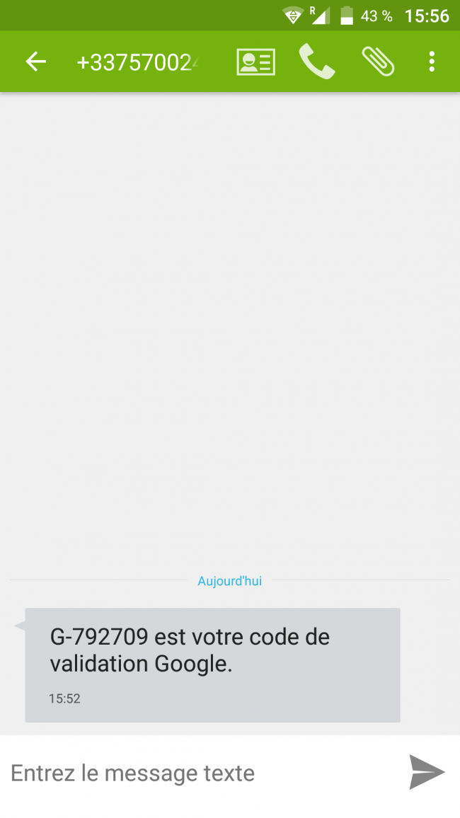 recevoir le sms de confirmation