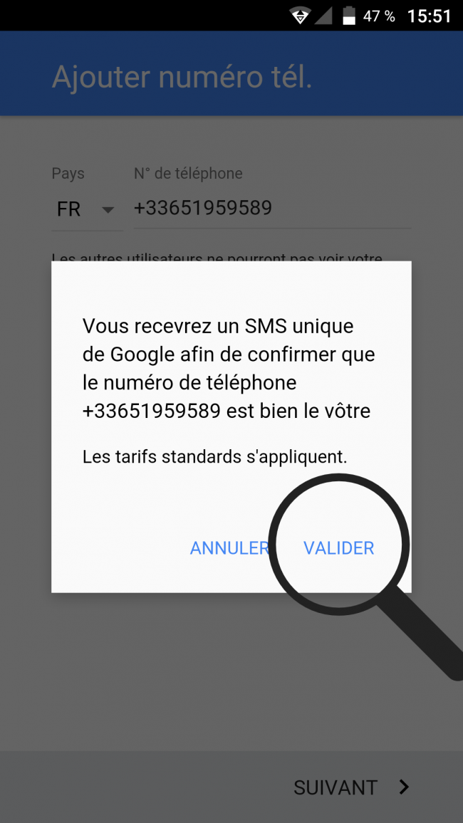 accepter de recevoir le sms