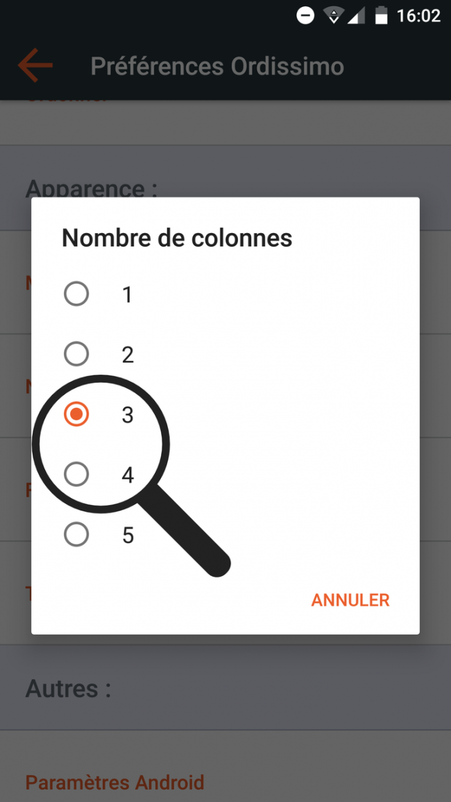 choisir le nombre de colonne