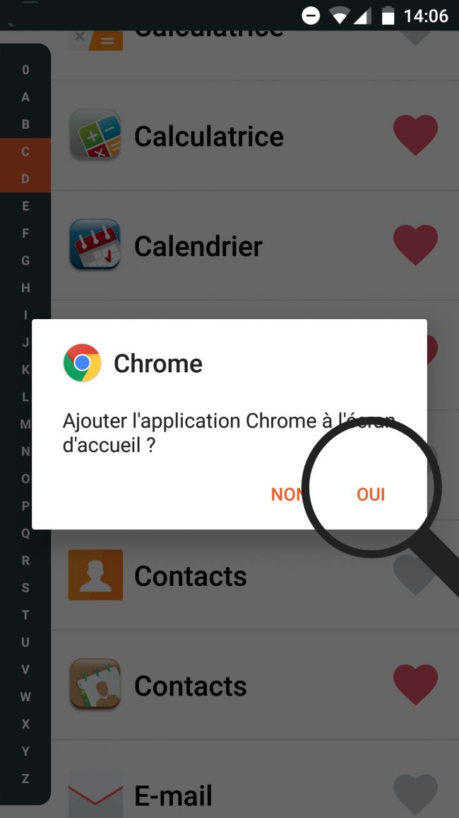 accepter l'ajout de l'application