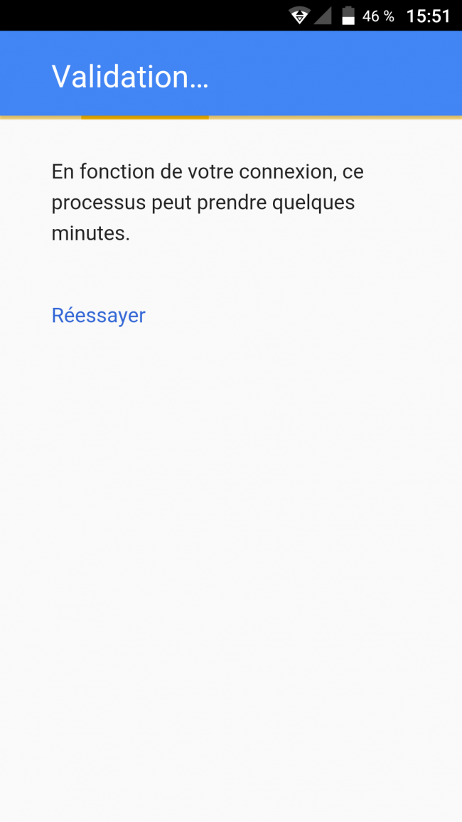 patienter pendant la validation