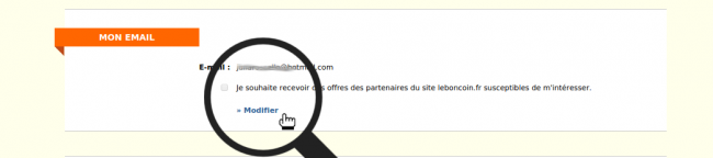 modifier l'adresse mail