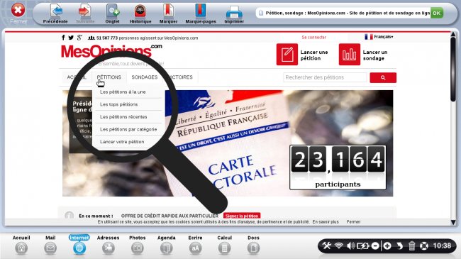 cliquer sur le menu des pétitions