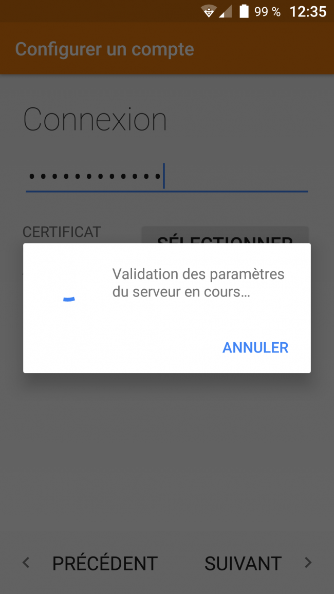 patienter pendant la validation