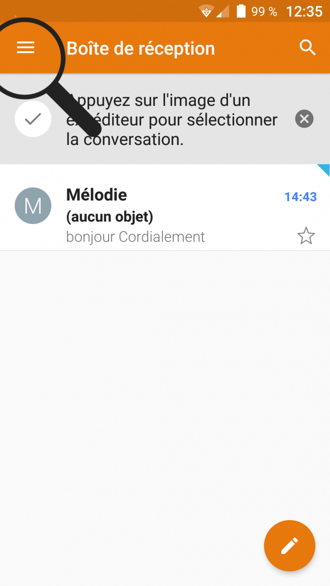 ouvrir les options de la messagerie