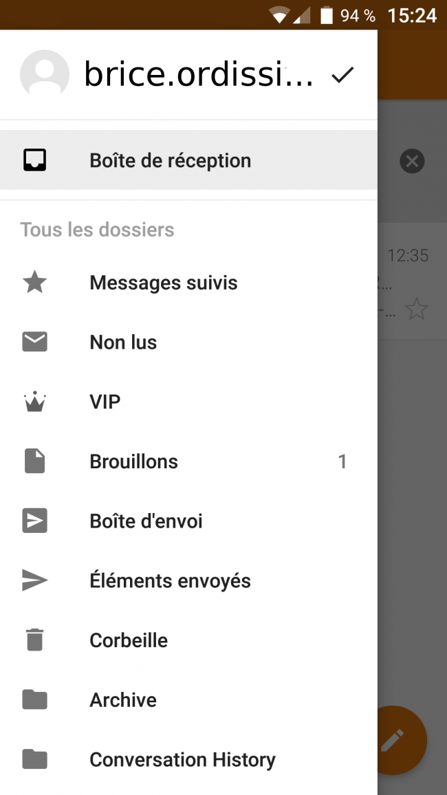 paramètres de la messagerie