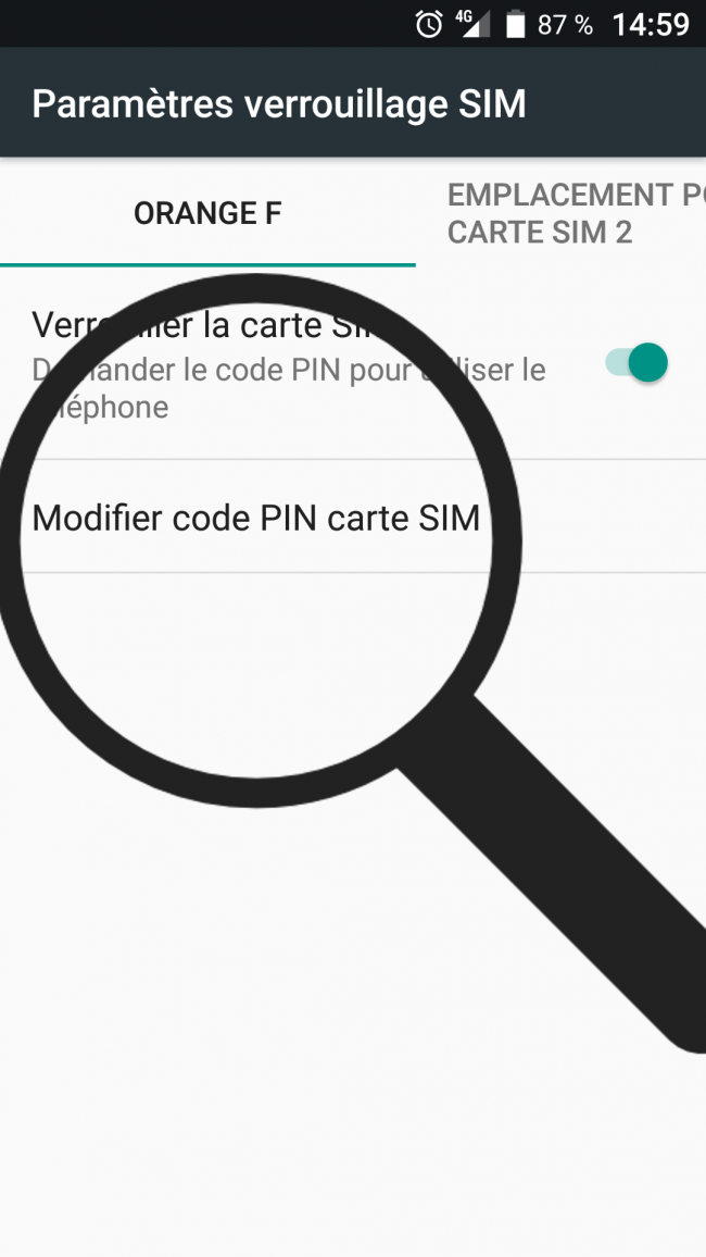 modifier son code pin