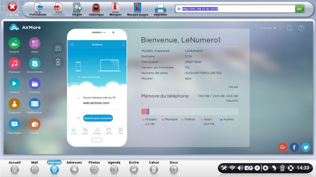 connecter le smartphone ordissimo à airmore