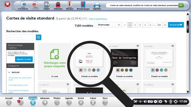 choisir le modèle pour sa carte de visite