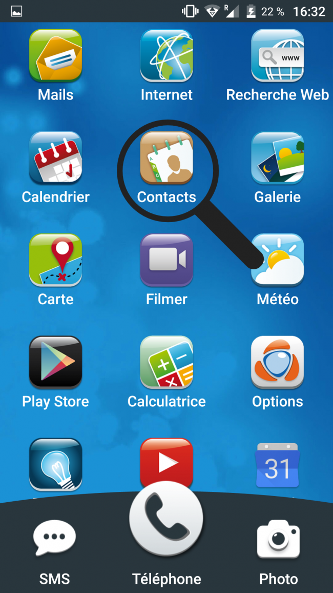 cliquer sur contacts