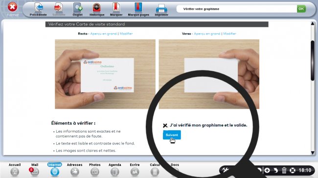 vérification de la carte de visite