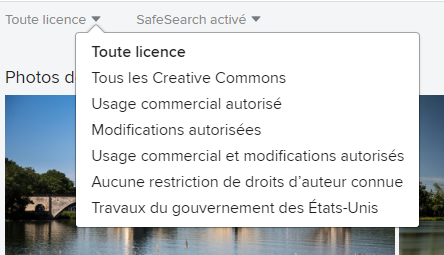 choisir la licence des images