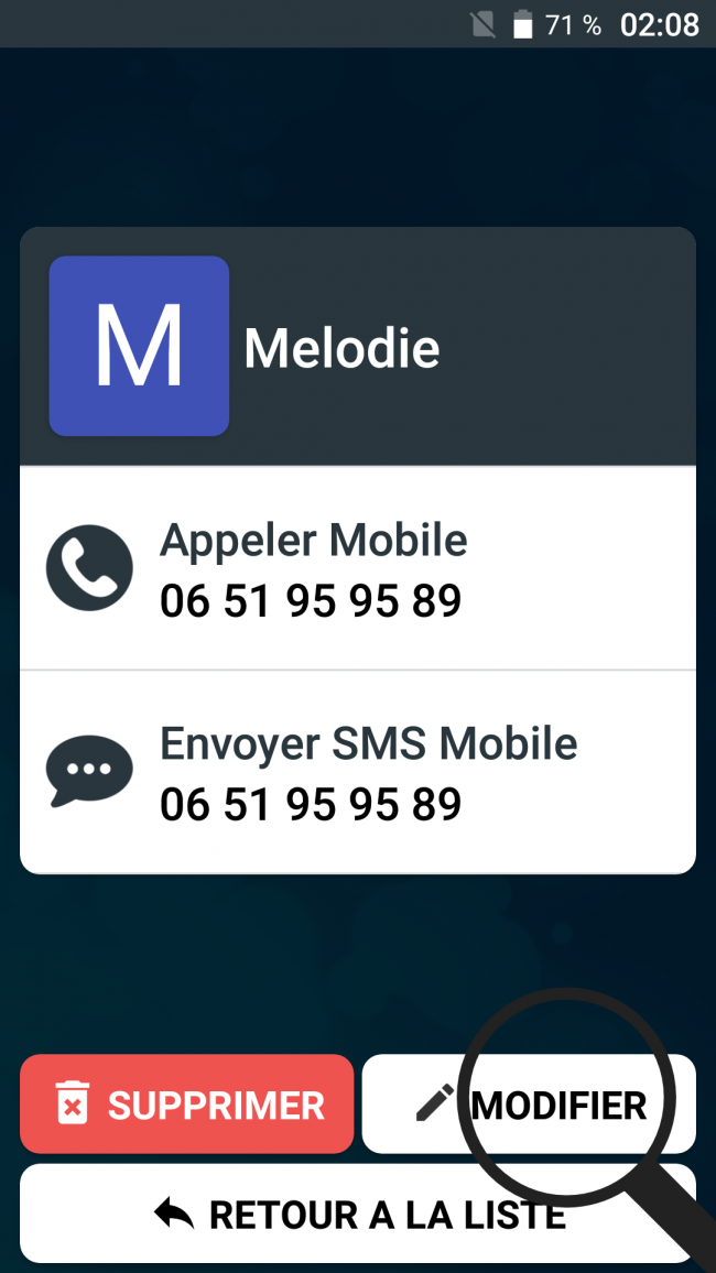 cliquer sur modifier