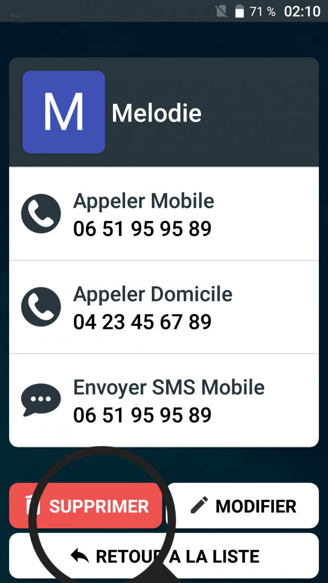 supprimer un contact