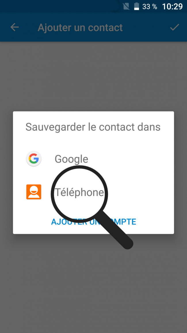 choisir l'enregistrement de contact