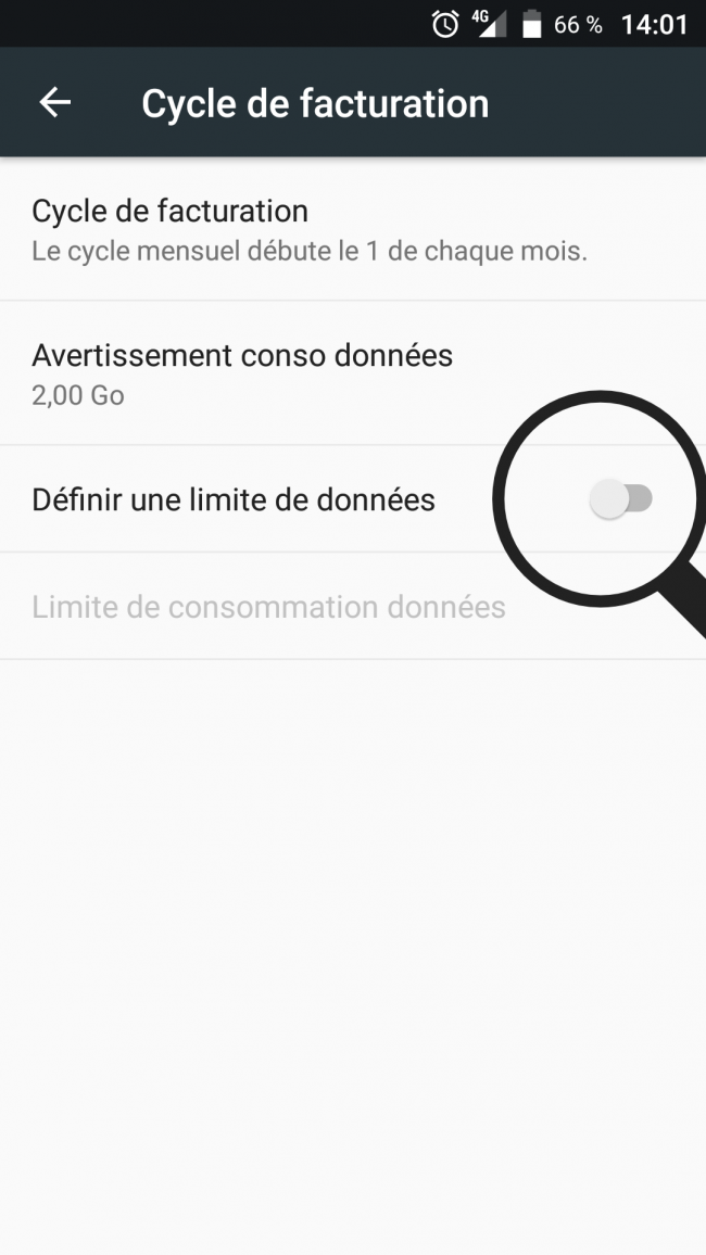 définir une limite de données